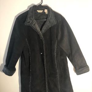 L.L. Bean Winter Jacket Black Sherpa Petite Large